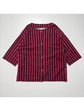 laura ashley striped buttonup blouse womens small